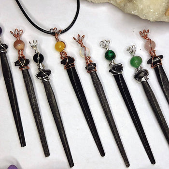 Coffin Nail Gemstone Pendants, witchy jewelry, gothic: Copper and silver wire mix