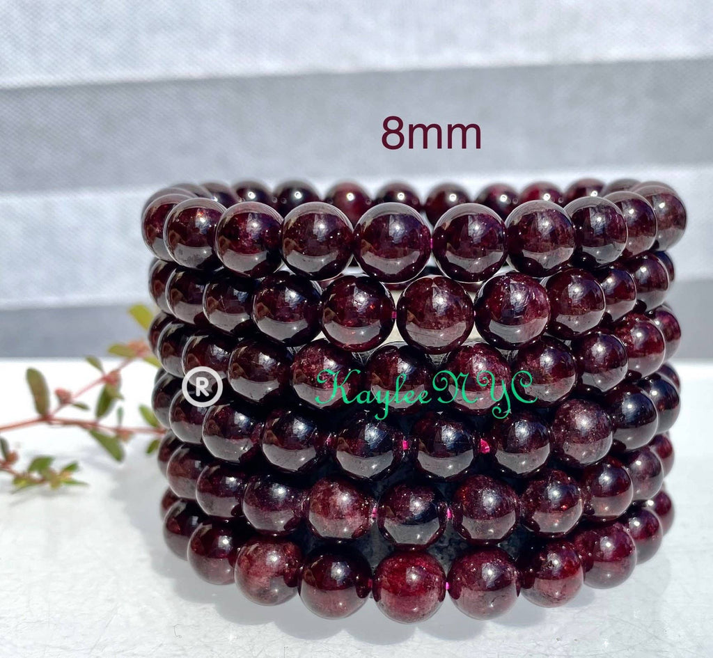 Natural Garnet 7 - 8mm 7.5” Crystal Healing Stretch Bracelet